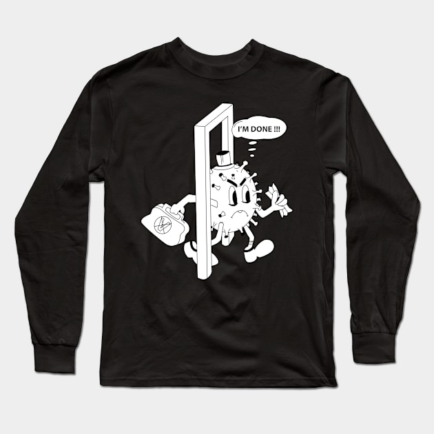 Coronavirus Line Art Long Sleeve T-Shirt by Riandrong's Printed Supply 